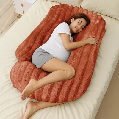 The Range Plush Supersoft Jumbo Cord Ribbed Body Maternity Pillow - Rust