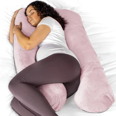 The Range Aamira Dark Grey U-Shaped Pregnancy Pillow Memory Foam Full Body - Pink