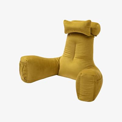 The Range Premium Velvet Bed Rest Reading Pillow With Support Arms  - Tumeric