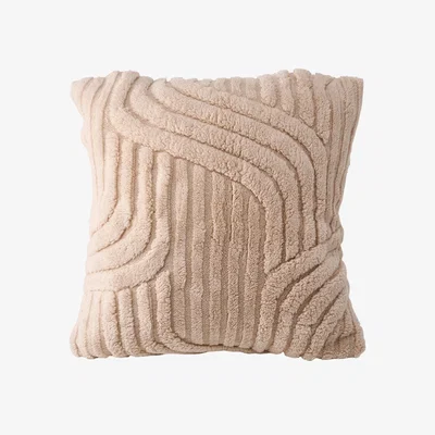 The Range Plush Throw Pillow Cover - Light Brown