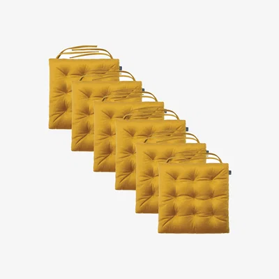 The Range Velvet Seat Pad with Ties - Tumeric / 6