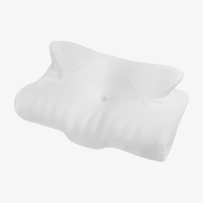 The Range Ergonomic Dual Height Memory Foam Pillow with Head Support - White