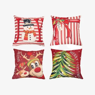 The Range Set of 4 Christmas-themed Pillow Covers - Multicolor