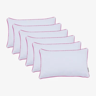 The Range White Rectangular Pillow with Colours Piping Soft Comfy  - Pink  / 6