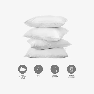The Range Brentfords Multi Pack Luxury Soft Pillows Hollow Fibre - White / 4