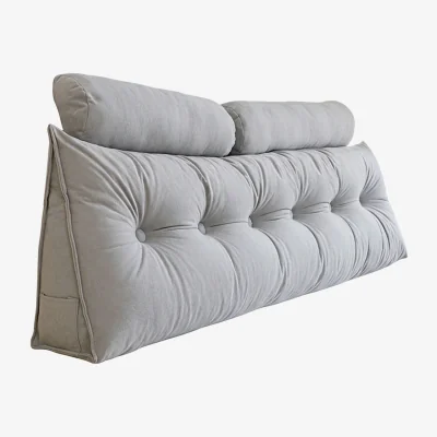 The Range Wedge Headboard Pillow with Removable Cover and 2 Bolster Pillows - Grey