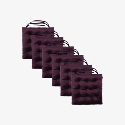 The Range Velvet Seat Pad with Ties - Aubergine / 6
