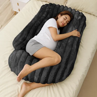 The Range Plush Supersoft Jumbo Cord Ribbed Body Maternity Pillow - Black