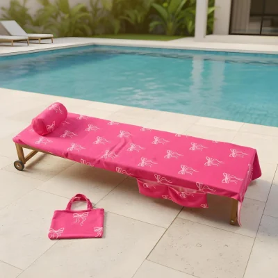 The Range OHS Bow Print Inflatable Beach Bolster Pillow - Hot Pink