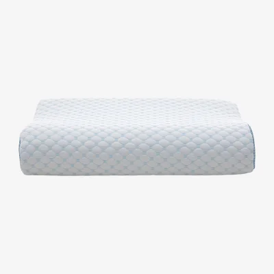 The Range High-Density Memory Foam Pillow with Zip-Off Cover - Blue and White