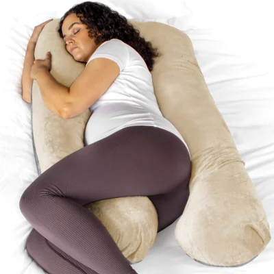 The Range Aamira Dark Grey U-Shaped Pregnancy Pillow Memory Foam Full Body - Cream & Grey