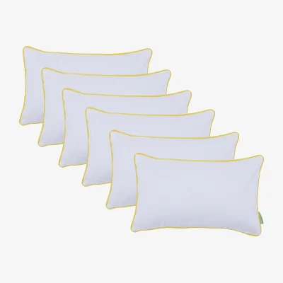 The Range White Rectangular Pillow with Colours Piping Soft Comfy  - Yellow  / 6