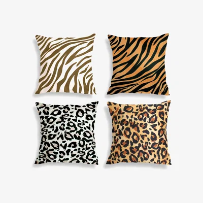 The Range Digital Printed Custom Pillow Shams, Set of 4 - Black - Tiger