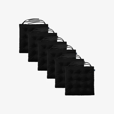 The Range Velvet Seat Pad with Ties - Black / 6