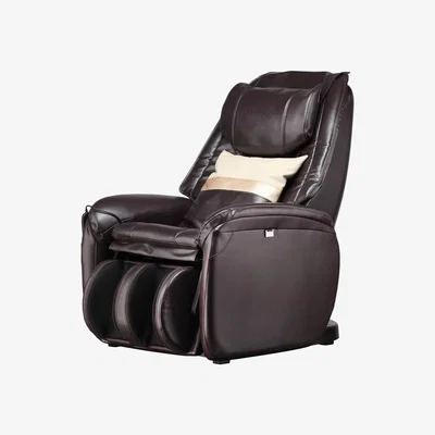 The Range Faux Leather Full Body Massage Chair with Throw Pillow - Black