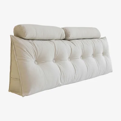 The Range Wedge Headboard Pillow with Removable Cover and 2 Bolster Pillows - Beige