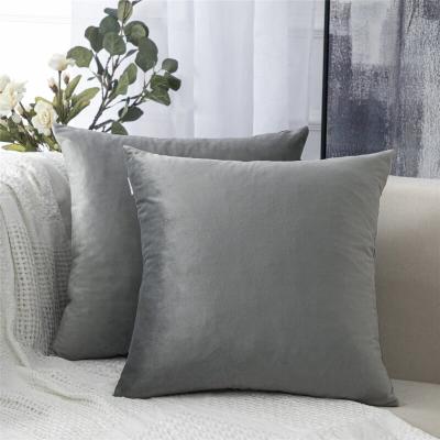 The Range Square Velvet Throw Pillow - Grey