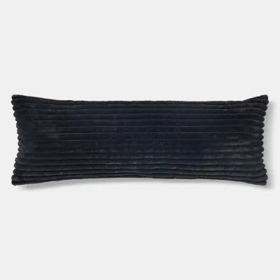 The Range OHS Ribbed Faux Fur Bolster Pillow - Black