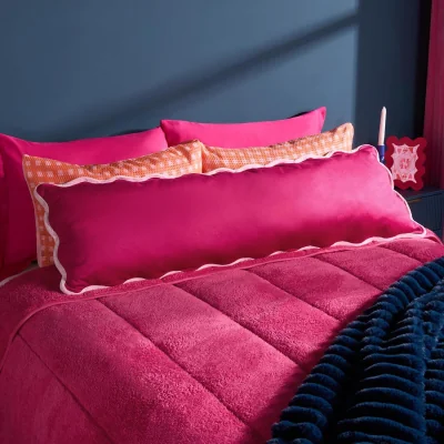 The Range OHS Scallop Piped Edge Bolster Pillow - Burgundy/Pink