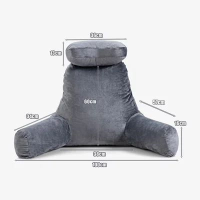 The Range Costway Big Bed Rest Reading Pillow with Support Arms-Grey - Grey