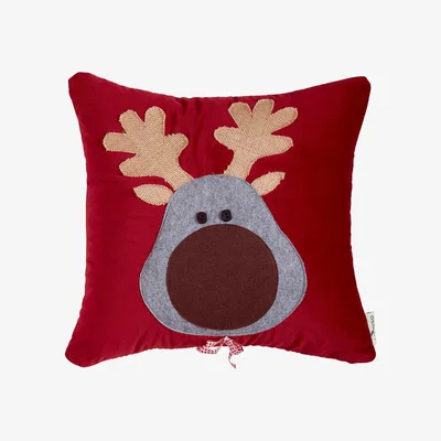 The Range Christmas Themed Deer Inlaid Cushion Throw Pillow - Red