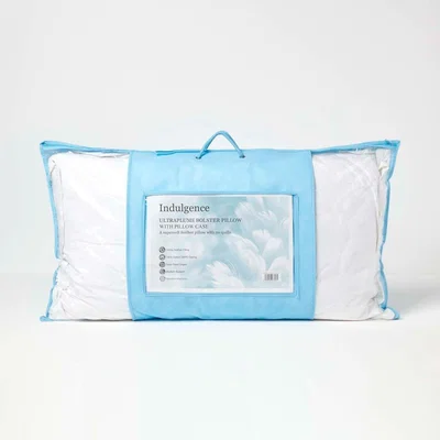 The Range Homescapes King Size Ultraplume Bolster Feather Pillow - White