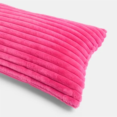 The Range OHS Ribbed Faux Fur Bolster Pillow - Pink