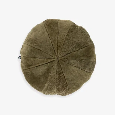Wolf & Badger Green Shearling Round Throw Pillow - Moss Therma Kota