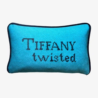 Wolf & Badger Blue Velvet "Tiffany Twisted" Custom Made Toss Pillow Mommani Threads