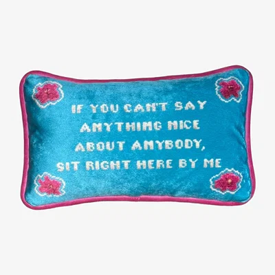 Wolf & Badger Alice Blue Velvet "Gossip Girl" Sassy Quote Pillow Mommani Threads