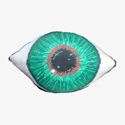 Wolf & Badger Organic Cotton Sateen "Green Eye" Sculpted Pillow Mommani Threads