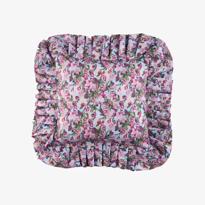 Wolf & Badger Blue / Yellow / Orange Ruffled Pillow Cover In Romance Is Dead Blue Sophie Williamson Design