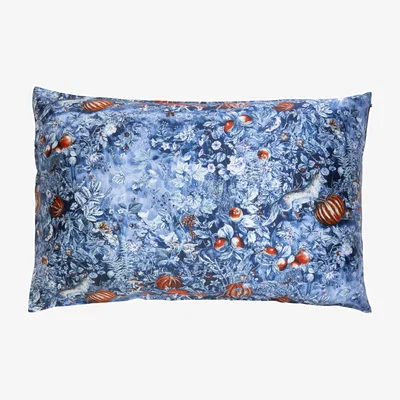 Wolf & Badger Fable Aurora Silk Pillowcase Midnight Blue Fable England