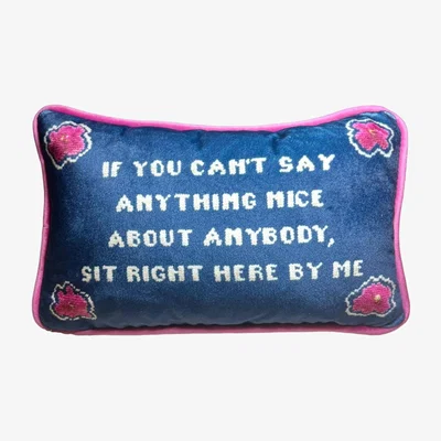 Wolf & Badger Blue "Gossip Girl" Sassy Quote Scatter Velvet Pillow Mommani Threads