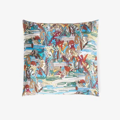 Wolf & Badger Swamp Print 100% Silk 50 Cm X 50 Cm Pillow Case Gelso Milano