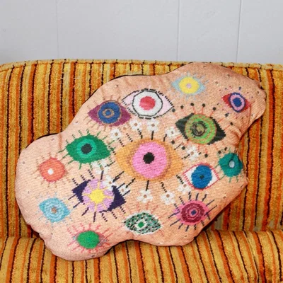 Wolf & Badger Velvet "Idoleyes" Amoeba-Shaped Feather Down Pillow Mommani Threads
