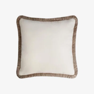 Wolf & Badger Happy Pillow White Sahara Multicolor Fringes Lo Decor