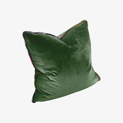 Wolf & Badger Forest Green Velvet Luxe Pillow With Fabric Welt Smithhönig