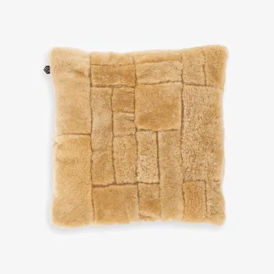 Wolf & Badger Shearling Throw Pillow Square -Gingersnap Brown Therma Kota