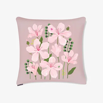 Wolf & Badger Pink / Purple Divine Botanical Pillow Sixteen Inch Square Girl W/ Knife