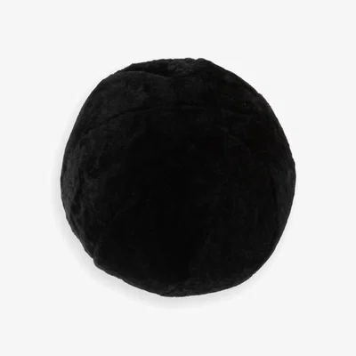 Wolf & Badger Black Shearling Sphere Pillow - Lava Therma Kota