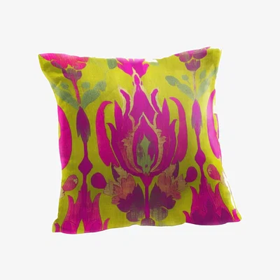 Wolf & Badger Magenta & Lime Green Floral Ikat Inspired Pillow Smithhönig
