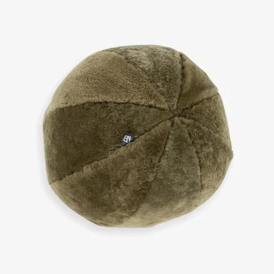 Wolf & Badger Green Shearling Sphere Pillow - Moss Therma Kota