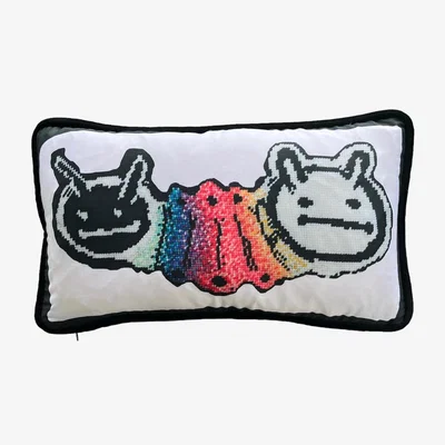 Wolf & Badger Organic Cotton Sateen Rainbow "Weworm" Feather Down Pillow Mommani Threads