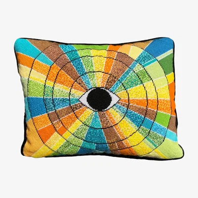 Wolf & Badger Needlepoint "California Dreaming" Hand-Embroidered Wool Pillow Mommani Threads