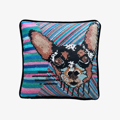Wolf & Badger Pink / Purple Organic Cotton Sateen "Mickey" Dog Feather Down Pillow Mommani Threads