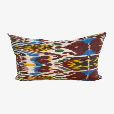 Wolf & Badger Brown Multicolored Patterned Ikat Inspired Lumbar Pillow One Size Smithhönig