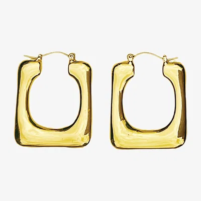 Wolf & Badger Women's Gold Plated Pillow Rectangle Hoop Earrings | 9Design