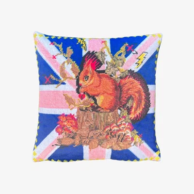 Wolf & Badger Velvet "Punk Squirrel" Feather Down Pillow Mommani Threads
