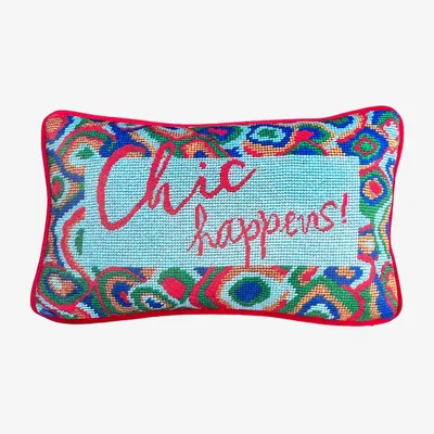Wolf & Badger Velvet "Chic Happens!" Feather Down Pillow Small Mommani Threads